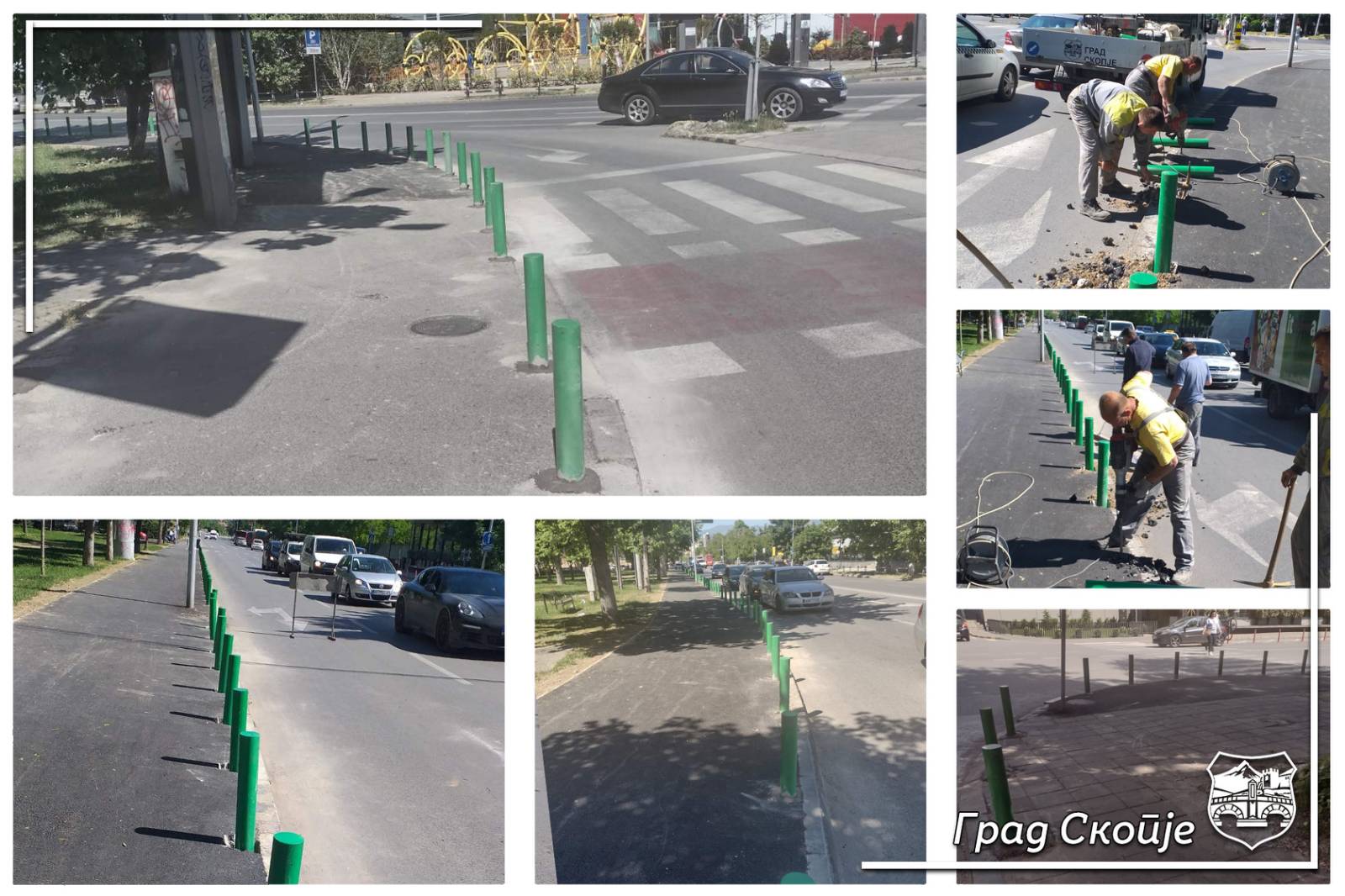 Поставени 94 заштитни столпчиња на реконструираната пешачка патека на улицата Љубљанска во Карпош